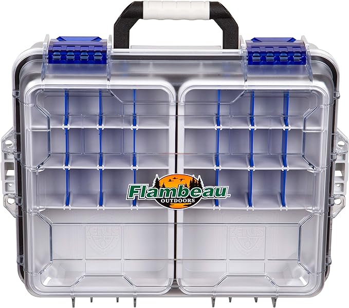 Flambeau Outdoors 3000WPNC Waterproof Satchel 3000, Portable Waterproof Tackle Box with Trays, Gray/Clear - without Bottom Cage