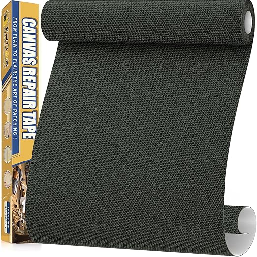 Canvas Repair Tape, 16 x 63 Inch Waterproof Heavy Duty Fabric Tape for Furniture, Self Adhesive Canvas Repair Patches for Boat Covers, Sofas, Tents, Louge Chairs, Canopy, Awning Dark Green