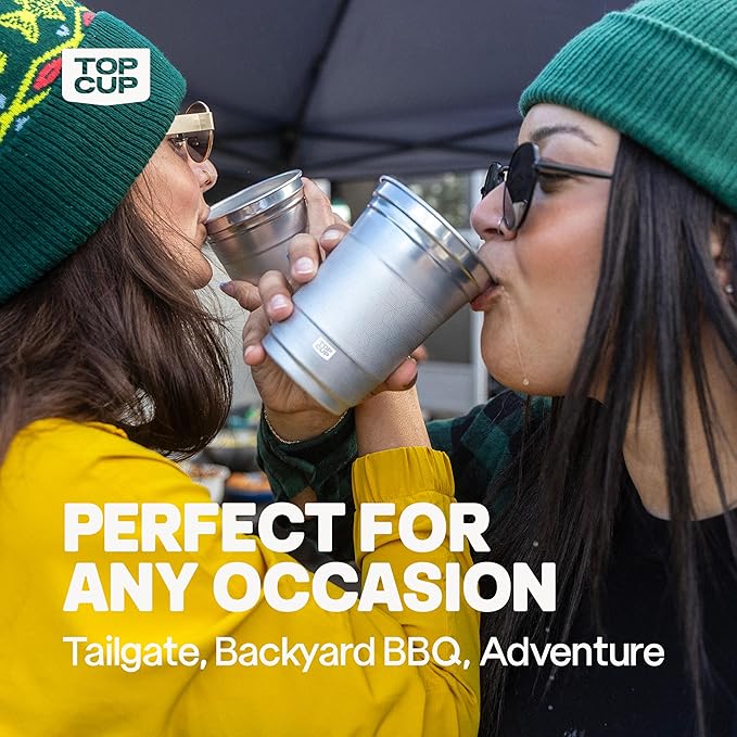 Top Cup – 24 Ounce, 450 Count, Reusable Aluminum Party Cups | Stealth Design | Cold-Holding, Recyclable, Made in USA