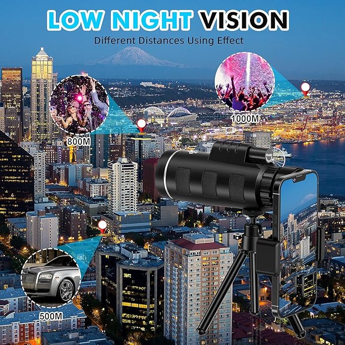 40x60 Monocular Telescope with Smartphone Adapter and Telescope Case High Powered Monocular, Compact Monocular for Wildlife, Hunting, Camping, Travel &Outdoor Adventures