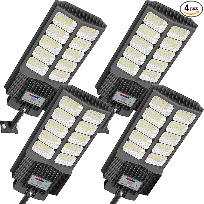 Solar Street Lights Outdoor Waterproof Dusk to Down with Motion Sensor, 6500W Outdoor Solar Flood Light for Parking Lot, LED Security Street Lights Solar Powered for Yard Garden & Walkway