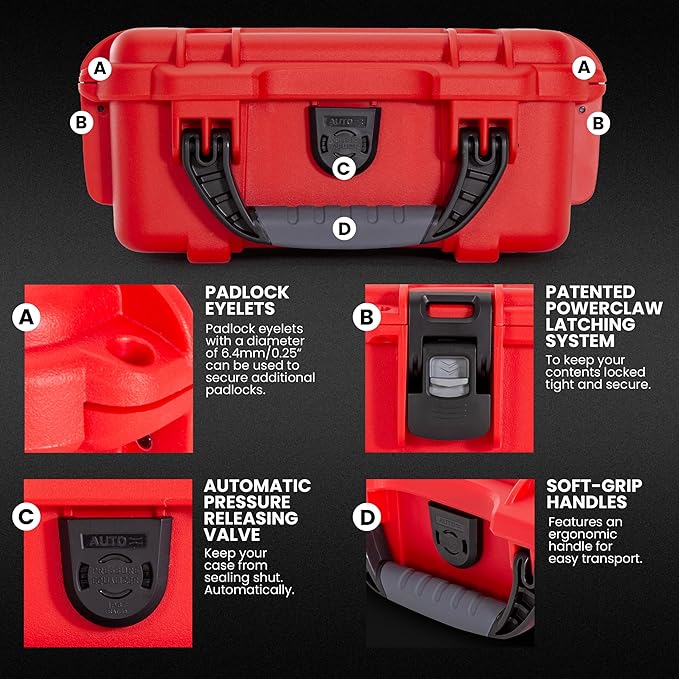 NANUK 904 Waterproof First Aid Box Empty with Lid Organizer & Dividers – Durable Medical First Aid Organizer Case, IP67-Rated, Dustproof, Impact-Resistant, Floats (10.2” x 7.9” x 4.5”) – Red