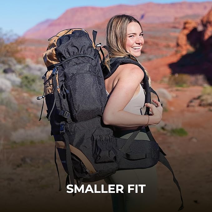 Teton 65L Scout Internal Frame Backpack for Hiking, Camping, Backpacking, Travel, Rain Cover Included, Black