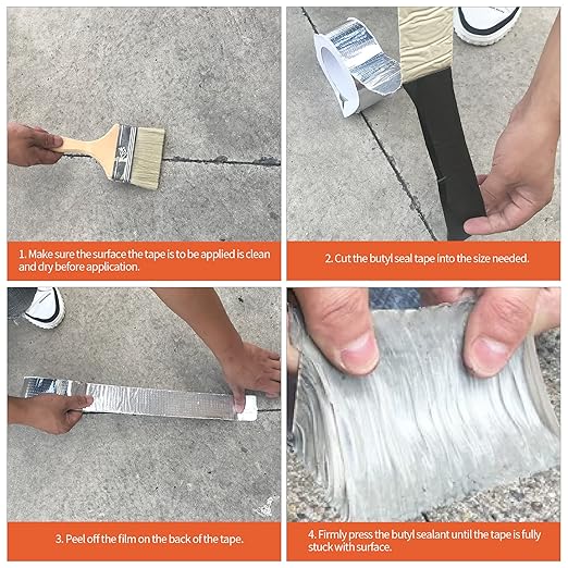 ADHES Butyl Tape Waterproof Tape Aluminum Foil Tape Sealant Tape 4in x 16ft for RV Repair, Window, Boat and Pipe Sealing, Glass & EDPM Rubber Roof Patching(Model:RA100-2,Glue Color:Grey)