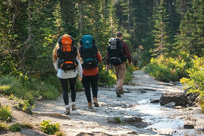 Teton 65L Scout Internal Frame Backpack for Hiking, Camping, Backpacking, Travel, Rain Cover Included, Black