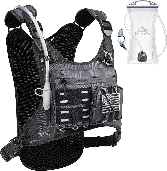 Zelvot Running Vest with 2L Water Bladder, Hydration Backpack, U.S. Original Design Patent, Lightweight Hydration Pack with Gear Holder, Reflective Chest Pack for Men Women for Marathon