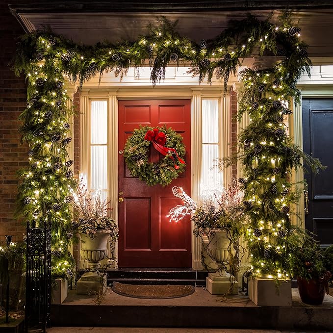 ASENEK Extra Long Christmas Decorative Outdoor String Light 197 Feet 600LED 8 Modes Indoor Lights with Timer, Outdoor Indoor Fairy Lights Christmas Tree Patio Garden Holiday Warm White