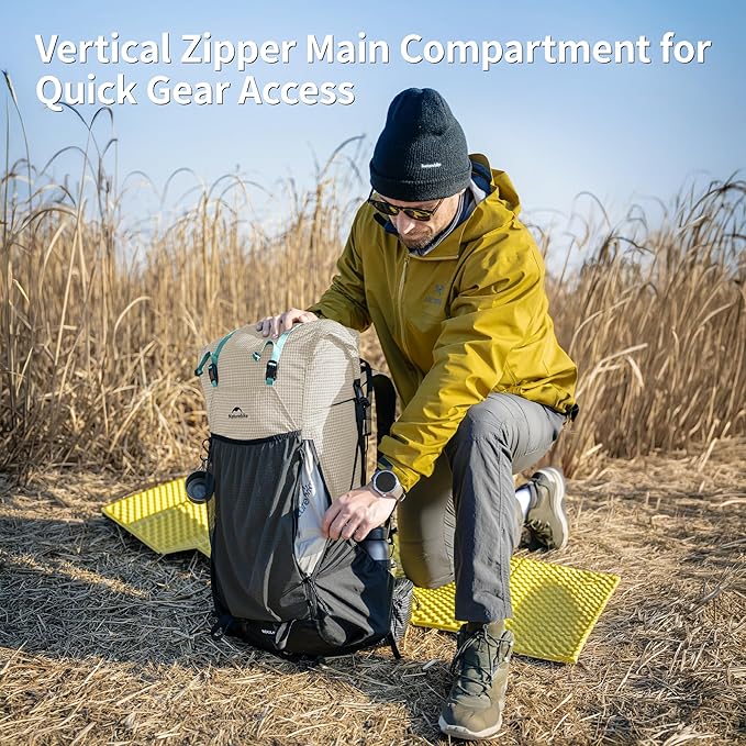 Naturehike 60L Rock 2.0 Upgraded Internal Frame Hiking Backpack for Outdoor Camping Travel Backpacking, Ultralight Backpack for Adults(White/M/60L)