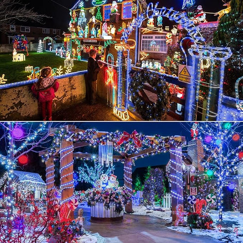 100ft LED Rope Lights Outdoor, 720 LED Connectable and Flexible Tube Lights with 8 Modes, Waterproof LED Rope Lighting for Garden Patio Bedroom Party Pool Indoor Outdoor Christmas Decor (White & Blue)