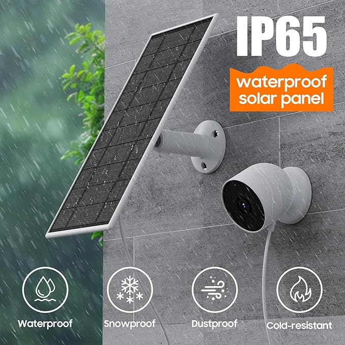 Solar Panel for Google Nest Camera, 2Pack Upgraded Solar Power Charger for Google Nest Cam Indoor & Outdoor(Battery Version), Flexible Solar Panels with IP65 Waterproof 13.1Ft Charging Cable