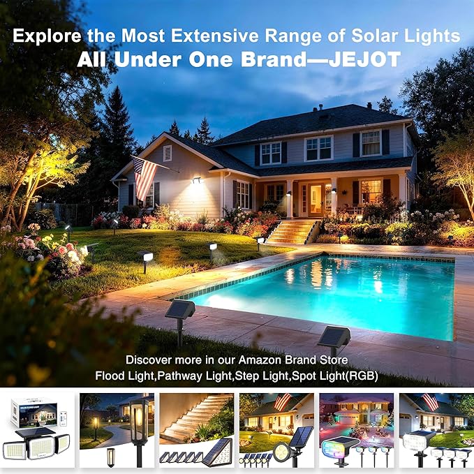 Solar Lights Outdoor Waterproof IP65,Auto On/Off, 2700K 2 Lighting Modes, Super Bright LED, Solar Powered Yard Garden Solar Spot Lights for Outside Landscape -8 Pack