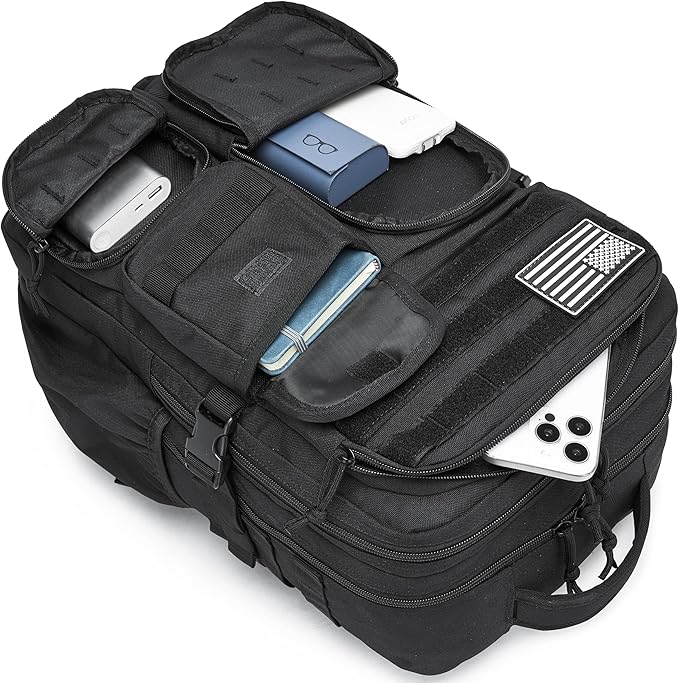 Wotony Tactical Backpack - Military waterproof backpack with multiple pockets and tactical gear for the outdoors (Black, 35L)