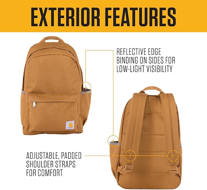 Carhartt 21L Classic Laptop Backpack, Water-Resistant Pack W/ 15" Laptop Sleeve and Organizational Compartments, Marmalade