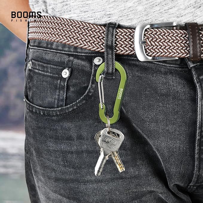 Booms Fishing CC5 Multi-Use Carabiner Clips, 10 Pack 2.7" Small Caribeener Clips, Mini Keychain Aluminum Caribeaner Clip