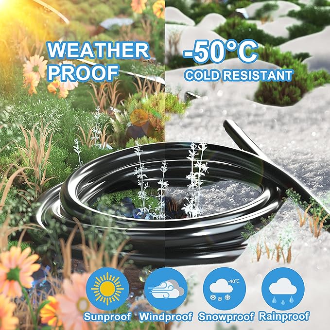 HUANCHAIN 25 FT 16 Gauge Black Indoor Outdoor Extension Cord Waterproof, Flexible Cold Weather 3 Prong Electric Cord Outside, 13A 1625W 125V 16AWG SJTW, ETL Listed