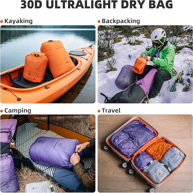 Thous Winds 6L Dry Bag, Lightweight Waterproof Bag, Roll Top Design for Camping, Travel, Paddle Board, Boating Essentials