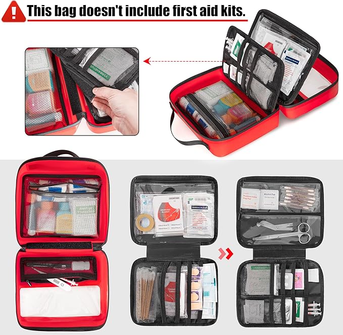 Marscamd Waterproof Empty First Aid Bag with a Detachable Panel, Small Medical Bag with Molle System, Red (Bag Only)
