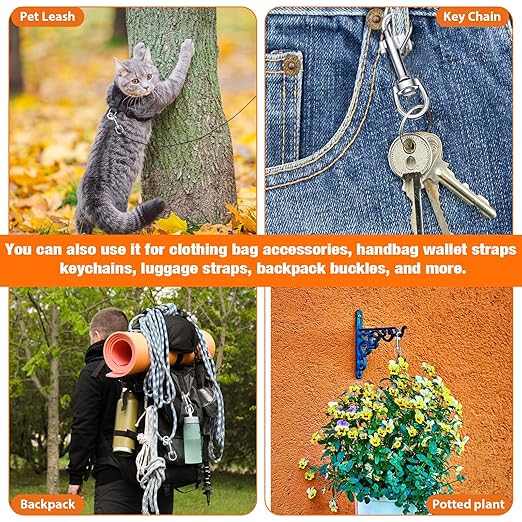 Therwen Swivel Snap Hooks - 2.76 Inch Flag Hooks, Multipurpose Bolt Snap for Keychain, Camera Strap, Pet Leash (30)