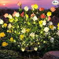 GIGALUMI Solar Garden Lights with Gardenias, 3 Pack LED Garden Decor Carefree Solar Flowers Outdoor Waterproof, Yard Decorations Outdoor, Allergy-Free Light up Flowers for Yard (1white+1yellow+1pink)