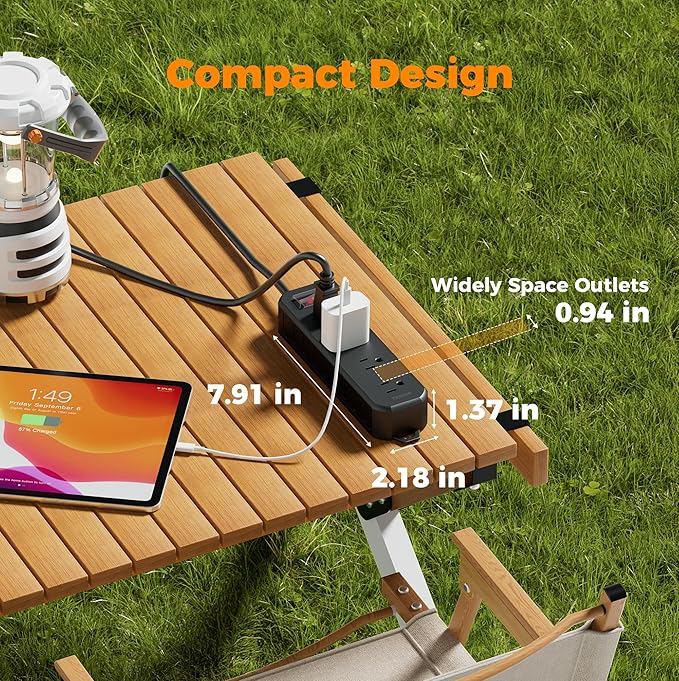 TESSAN Outdoor Power Strip Weatherproof, 50FT Extension Cord Waterproof with 4 Outlets 1 Switch (1250W), Surge Protector 1700J, Wall Mountable for Home Office and Patio Christmas Lights, Black