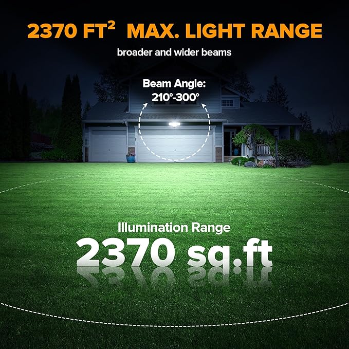 LUTEC 80W Dusk to Dawn Flood Lights Outdoor, 9000LM Super Bright LED Security Light with Photocell, IP65 Waterproof, 5000K Daylight, Hardwired 4 Heads Floodlight for Garage, Yard (Black)