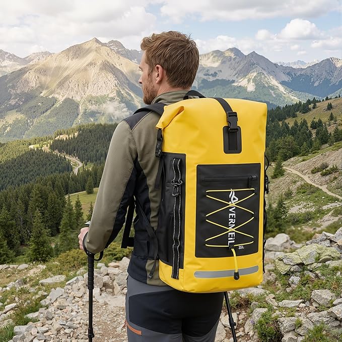 Waterproof Backpack Dry Bag with bungee cord Yellow