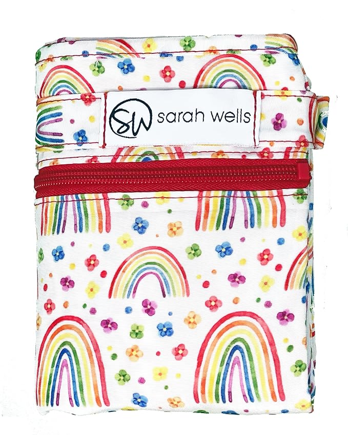 Sarah Wells Pumparoo Wet Dry Bag for Breast Pump Parts – Compact Organizer with Waterproof Pocket, Staging Mat & Fridge Hack – Machine Washable Pumping Accessory (Rainbows)