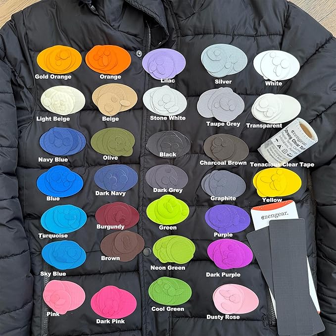 aZengear Repair Patches - Waterproof, Self-Adhesive, Tear-Cold-Heat-Resistant Polyester Fabric to Fix Down Jacket, Puffer, Snowsuit, Shoe, Tent, PVC, Clothing, Upholstery (Navy Blue)