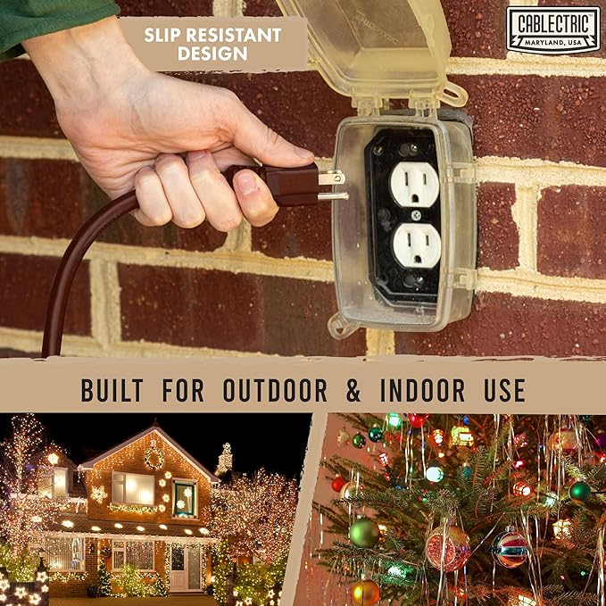 Brown Outdoor Extension Cord 75 ft, 16/3 Heavy Duty Cable with 3 Prong Grounded Plug, 13 AMP for Garden, Lawn, Landscaping, Tools & Appliances, 75 ft Extension Cord 3 Prong