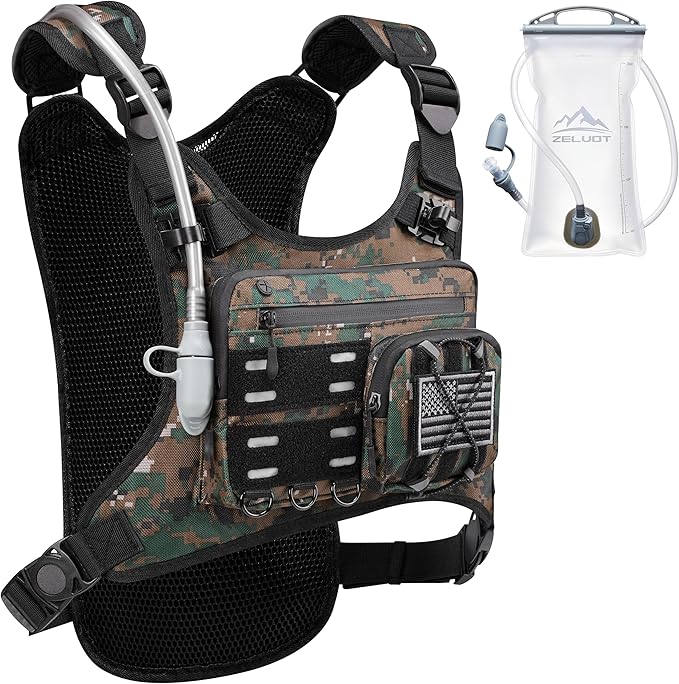 Zelvot Running Vest with 2L Water Bladder, Hydration Backpack, U.S. Original Design Patent, Lightweight Hydration Pack with Gear Holder, Reflective Chest Pack for Men Women for Marathon