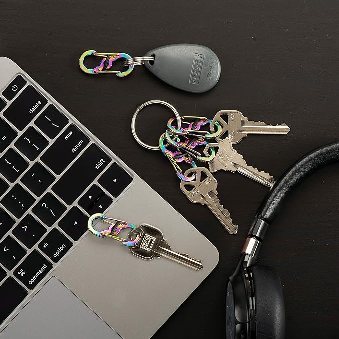 Nite Ize S-Biner MicroLock Stainless Steel - Durable Key Holder Carabiner Clip - S-Biner with Locking Gates - Durable & Strong Mini Carabiners for Keychain Accessories - Spectrum (5 Pack)