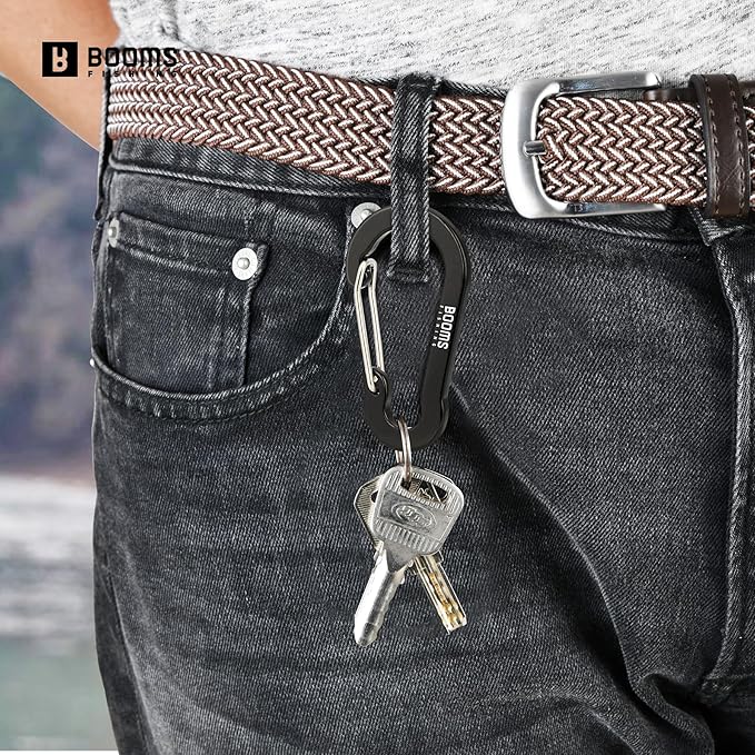 Booms Fishing CC5 Multi-Use Carabiner Clips, 10 Pack 2.3"/ 3.1" Caribeener Clips, Mini Keychain Caribeaner Clip, Aluminum D Ring Carabiners