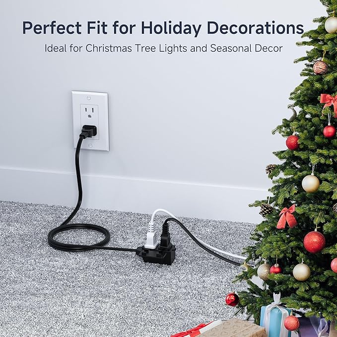 [ETL Listed] Cable Matters 2-Pack 16 AWG 2 Prong Long Extension Cord 15 ft, 13A 3-Outlet Extension Cords with Tamper Guard, 13 Amp, 1625 Watts, Black