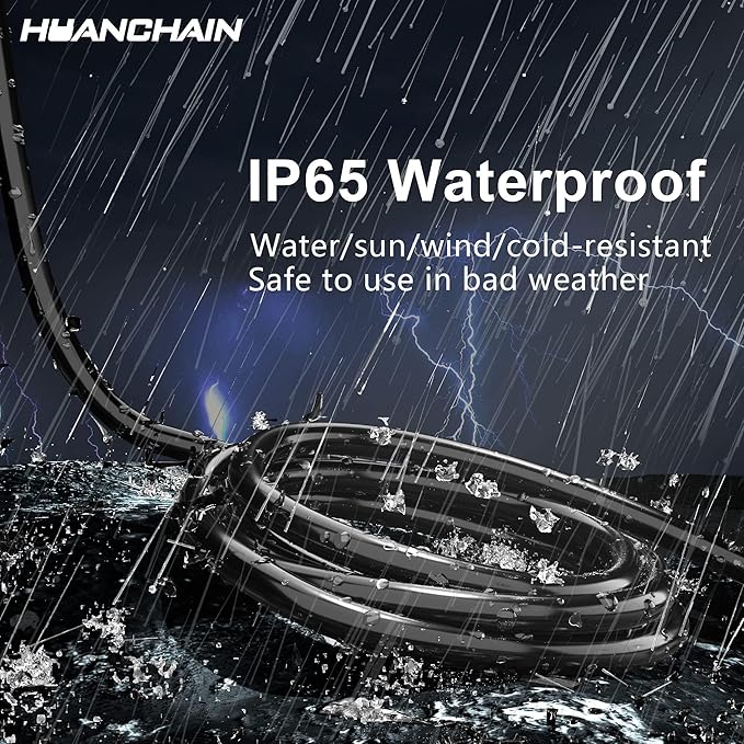 HUANCHAIN Indoor Outdoor Black Extension Cord 75 Ft 2 Pack Waterproof, 16/3 Gauge Flexible Cold-Resistant Appliance Extension Cable Outside, 10A 1250W 16AWG SJTW, 3 Prong Electric Cord, ETL