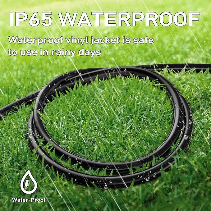 LUCKY TL Indoor Outdoor Extension Cord, 16/3 Gauge Black Short Extension Cord 10ft, Waterproof Flexible Case, Made in Pure Copper, 13A 1625W 16AWG SJTW, 3 Prong Heavy Duty Wire, UL