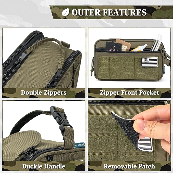 PAVILIA Extra Large Tactical Toiletry Bag for Men, Travel Hygiene Bag, Military Gear Dopp Kit, Molle Accessories Pouch, Shaving Grooming Essentials Gym Bathroom Shower Toiletries Tool EDC, Olive XL
