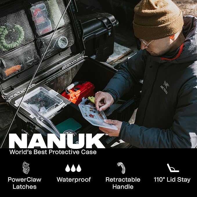NANUK Trail 80 – 79L (20.9-Gallon) Waterproof Storage Box – Wheeled & Modular Cargo Case for Camping, Fishing, Hunting & Outdoor Storage – Dustproof and Impact Resistant (25.4” x 20” x 14.5”) – Black