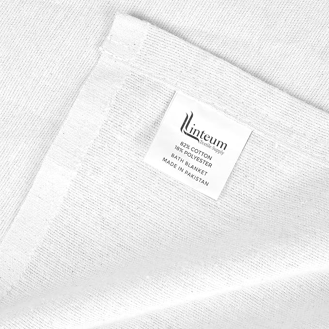 Linteum Textile Cotton Blended Hospital Patient Bath Blanket, Bed Bath Sheet, Twin Blanket Lightweight Sheet Blankets 70x90 in, 1.75 lb. White [2 Pack]