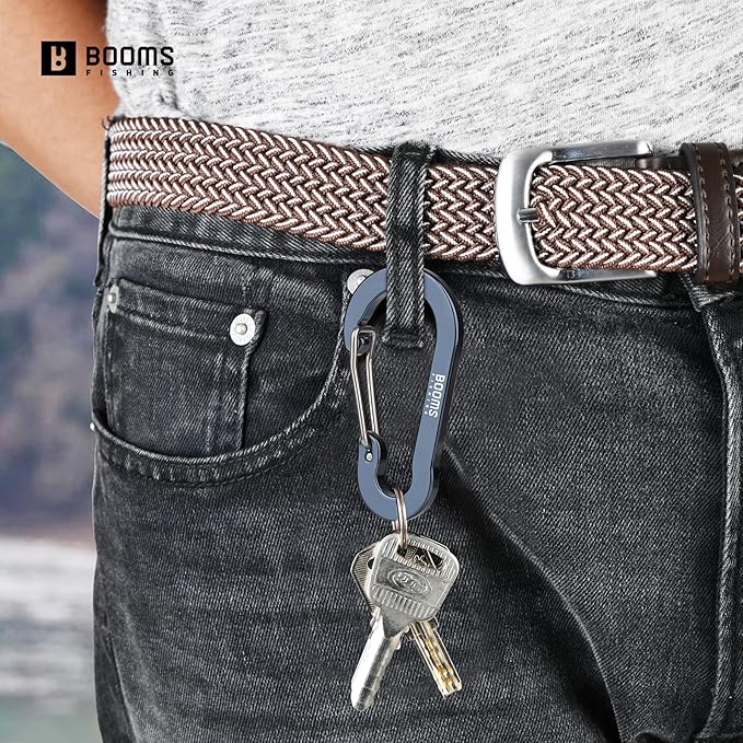 Booms Fishing CC5 Multi-Use Carabiner Clips, 10 Pack 2.7" Small Caribeener Clips, Mini Keychain Aluminum Caribeaner Clip