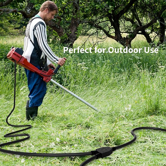 2 Way Power Extension Cord Splitter 35 Ft Total (23+6+6)-3 Prong 1 to 2 Extension Cord Cable Y Splitter-Outlet Adatper-SJTW Outdoor for Halloween Christmas Lighting Landscaping-16AWG 13A 125V-UL-1T2