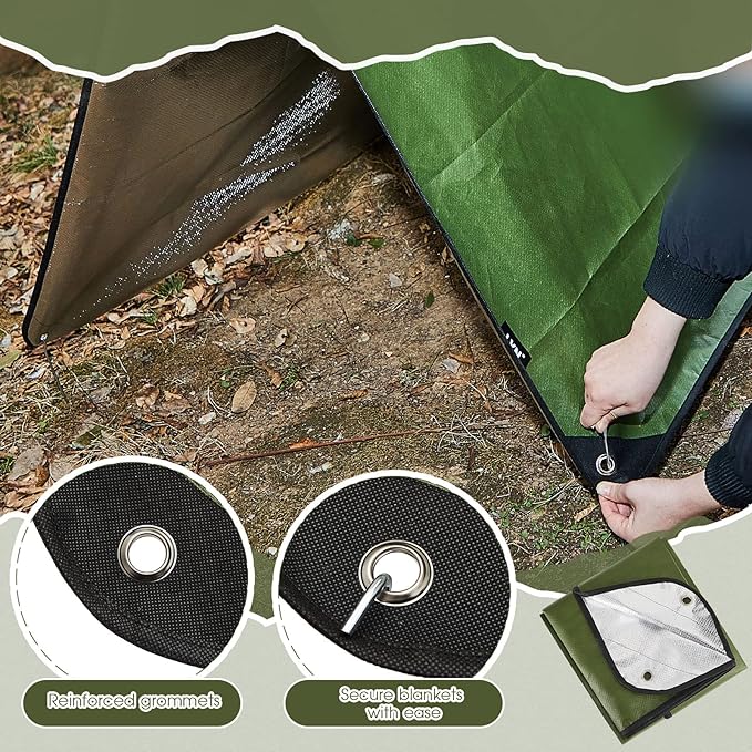 Kingdder 1 Pcs Heavy Duty Emergency Blankets for Survival Camping Blanket Insulated Tarp 60 x 82 Inches Outdoor Waterproof Thermal Reflective Tarp Tent Insulation for Camp Hiking Picnic