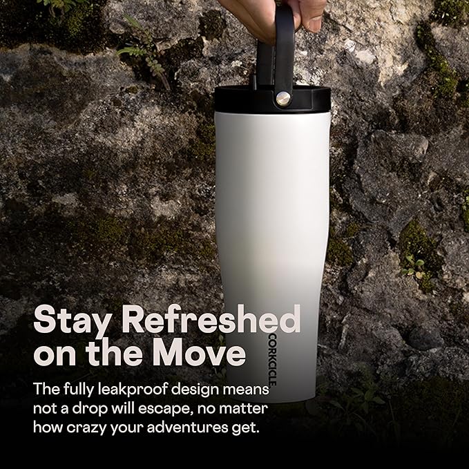 Corkcicle Go Cup XL - Leak-Proof Travel Tumbler - Triple Insulated Stainless Steel Water Bottle - Easy-Carry Handle - Summer Drinkware Gift - Keeps Drinks Ice Cold - 30 oz - Lover
