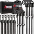 Rocket Straps - Ultimate Adjustable Outdoor Bungee Cord Assortment - Heavy Duty Set of 20 Bungee Cords (36") Double-J Hooks - Elastic Straps for Camping, Securing, and DIY Multipurpose