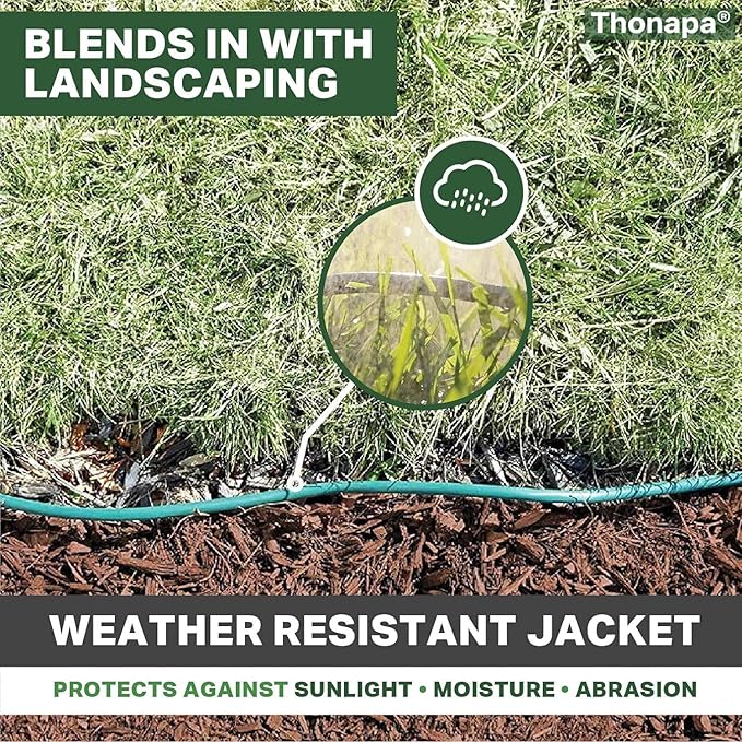 Thonapa Weatherproof Green Extension Cord 20 ft 3 Outlets, 16/3 SJTW Outdoor Extension Cord with Multiple Outlets 20 Foot, 13 AMP Exterior Electric Cable 3 Way Plug for for Outdoor Lights, Landscaping