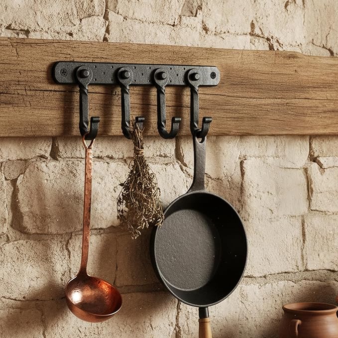 Mystic Colonial Cast Iron Wall Mounted Coat Rack – 4 Hooks