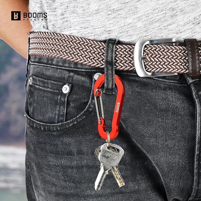 Booms Fishing CC5 Multi-Use Carabiner Clips, 10 Pack 2.3"/ 3.1" Caribeener Clips, Mini Keychain Caribeaner Clip, Aluminum D Ring Carabiners
