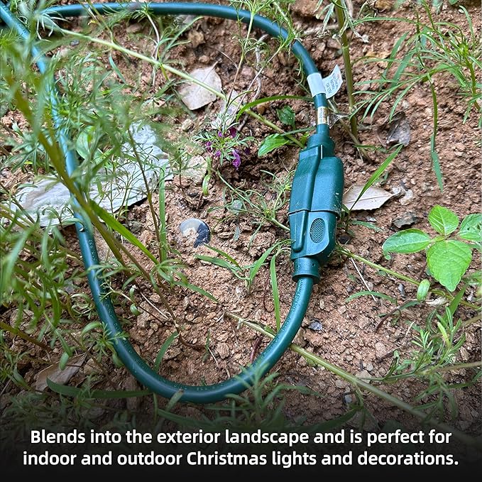 YOJOE Indoor Outdoor Extension Cord, 3 Prong 13A Weatherproof Power Cord, 16 Gauge Heavy Duty 30 ft Green Extension Cord for Garage, Garden and Home, 16/3 SJTW UL Listed