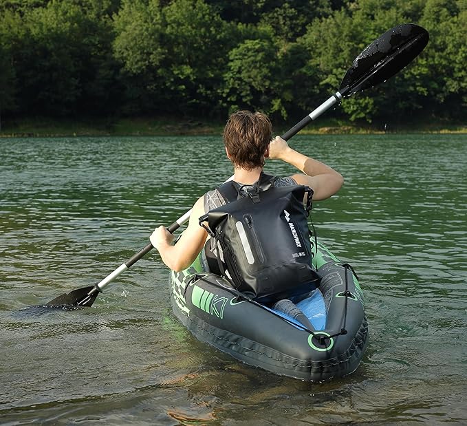 MARCHWAY Roll Top Waterproof Backpack, Floating Dry Bag 20L/30L/45L with Ergonomic Rectangular Base, Cushioned Back, Hip Strap for Hiking Camping Kayaking Travel (Black, 45L)