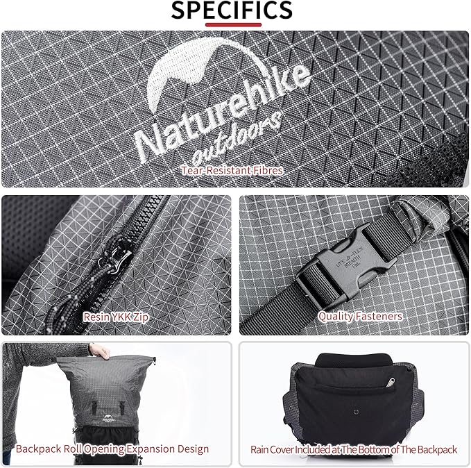Naturehike 45L Rock Internal Frame Hiking Backpack for Outdoor Camping Travel Backpacking with Rain Cover Ultralight Backpack for Adults