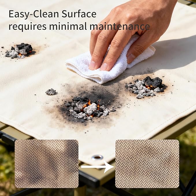 Fireproof Camping Blanket - Heat-Resistant Fiberglass Mat for Outdoor Cooking, BBQ & Emergency (Khaki 12" x 12")